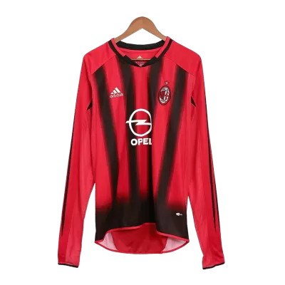 AC Milan Vintage Soccer Jersey Home 2004/05 
 Long Sleeve - Soccer Store Near