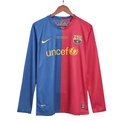 Barcelona Vintage Soccer Jersey Home 2008/09 
 Long Sleeve - UCL Final - Soccer Store Near