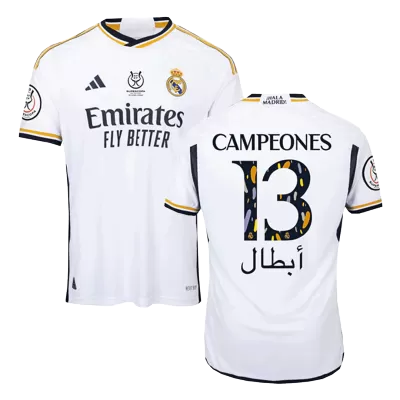 Real Madrid Cheap Football Jersey CAMPEONES #13 Home 2023/24 - Authentic Version - Soccer Store Near