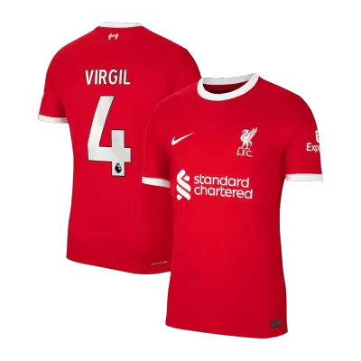 Liverpool Jersey VIRGIL #4 Home 2023/24 
 - Authentic Version - Soccer Store Near