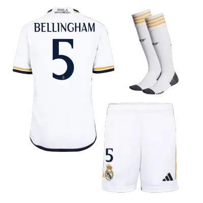 Real Madrid Cheap Kids Kit BELLINGHAM #5 Home 2023/24 (Shirt+Shorts+Socks) - Soccer Store Near