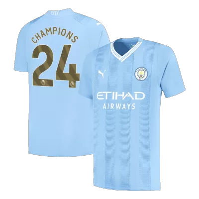 Manchester City Soccer Jersey CHAMPIONS #24 Home 2023/24 Champions - Soccer Store Near