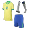 Brazil Cheap Kids Kit Home 2024 (Shirt+Shorts+Socks) - Soccer Store Near