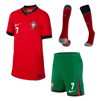 Portugal Cheap Kids Kit RONALDO #7 Home 2024 (Shirt+Shorts+Socks) - Soccer Store Near