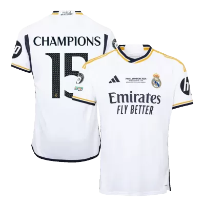 Real Madrid Soccer Jersey CHAMPIONS #15 Home 2023/24 Champions -UCL FINAL - Soccer Store Near