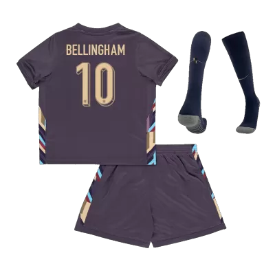 England Cheap Kids Kit BELLINGHAM #10 Away 2024 (Shirt+Shorts+Socks) - Soccer Store Near